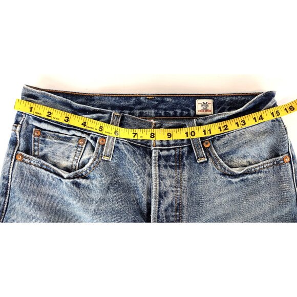 Levi White Oak Cone Denim Faded Distressed Medium Wash Size 28 - Picture 7 of 11